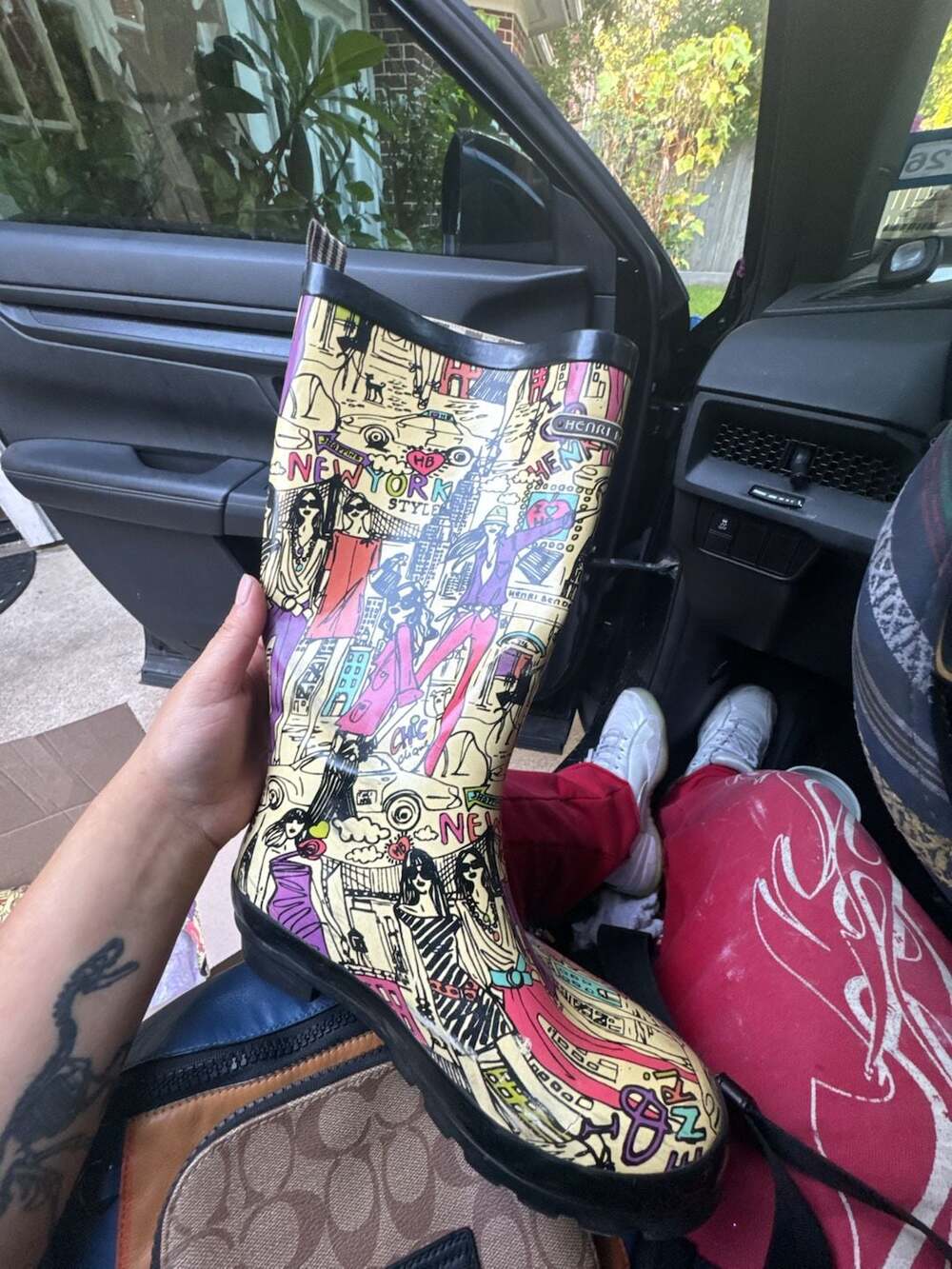 Henri Bendel Izak Zenou NYC Girl Print Rain Boots